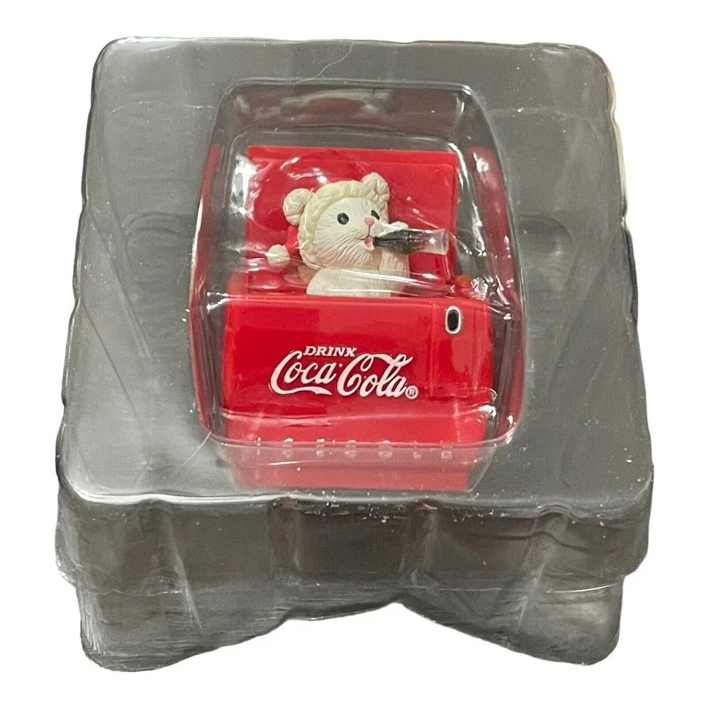 1993 Coca Cola‎ Cool Yule Pop Up Bear In Santa Hat Cooler Christmas Ornament